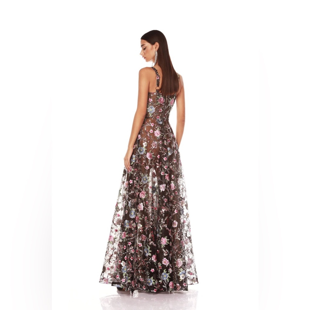 NWOT BRONX AND BANCO MIDNIGHT EMBROIDERED FLORAL GOWN - Picture 3 of 15